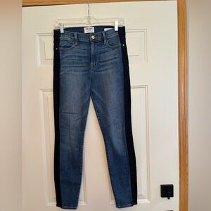 Frame Denim Kenya Le High Skinny crop stretch two tone panel Jean. Size 28